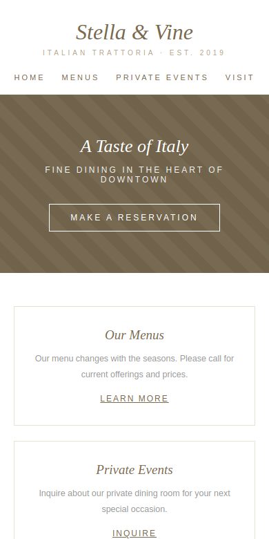Stella and Vine as a generic template site: call for current offerings