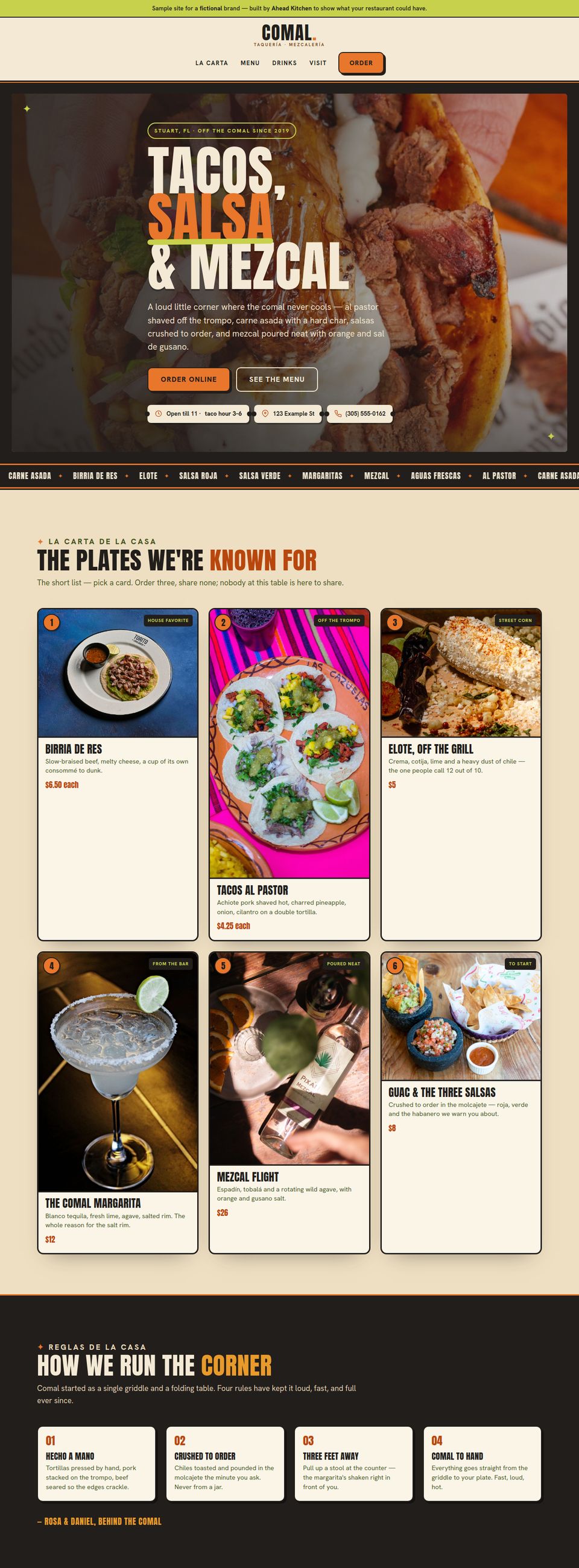 Comal — full website, a taquería and mezcalería