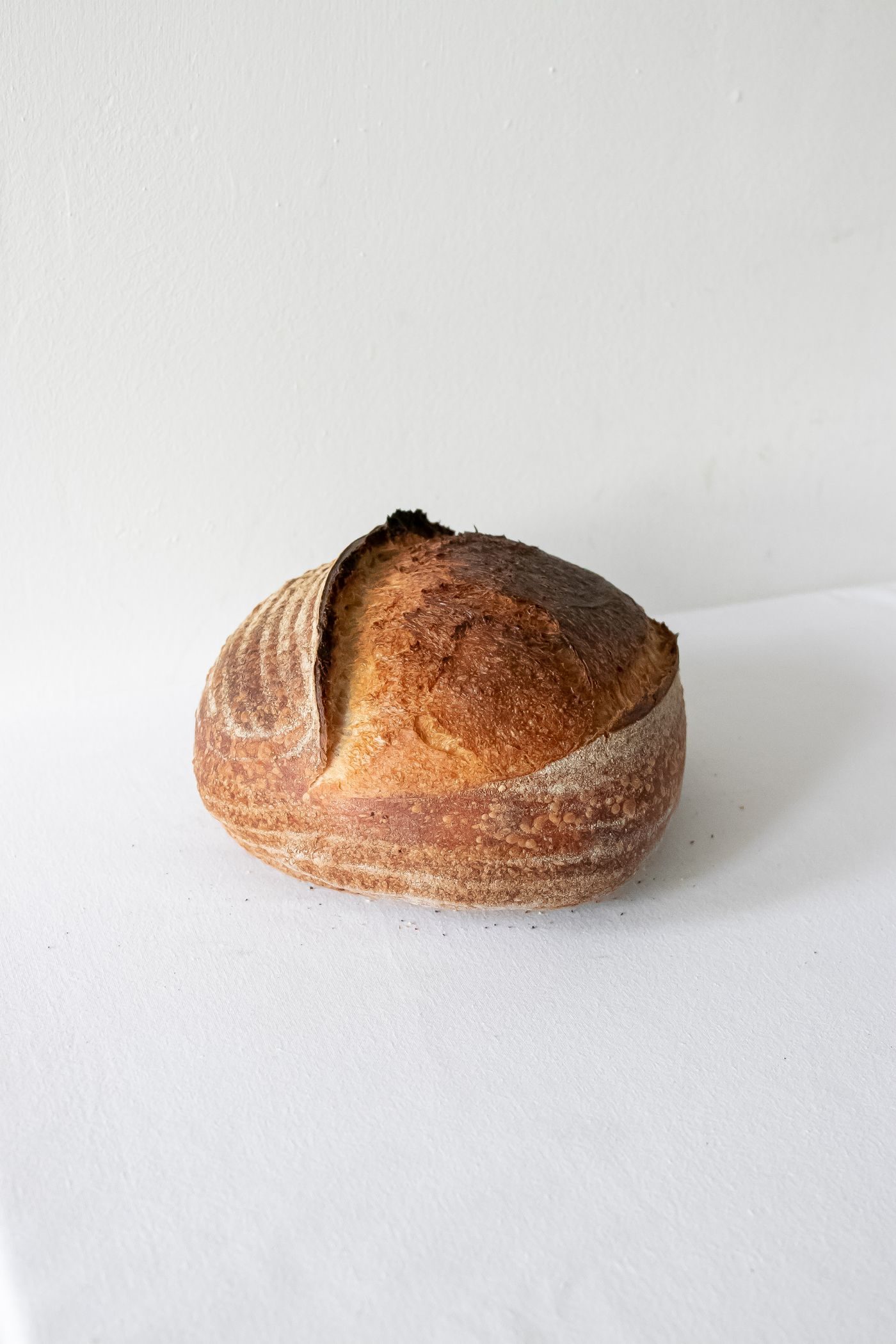 A rustic round loaf of bread